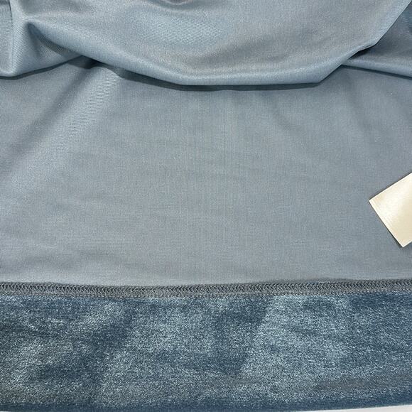 Anthropologie Krisha Blouse Top Velvet Mock Neck Short Sleeve Slate Blue Size L - Picture 16 of 16